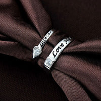 Love You Forever Crystal Hearts 925 Sterling Silver Adjustable Promise Ring