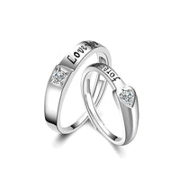 Love You Forever Crystal Hearts 925 Sterling Silver Adjustable Promise Ring