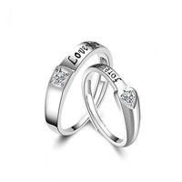 Love You Forever Crystal Hearts 925 Sterling Silver Adjustable Promise Ring