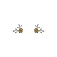 Classic Rose Branch Sterling Silver Stud Earrings