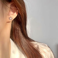 Hollow Star Bead 925 Sterling Silver Stud Earrings