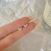 Love You Heart Crystal Stud Earrings, 925 Sterling Silver