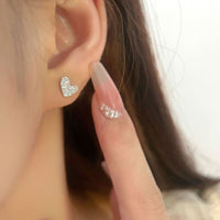 Love You Heart Crystal Stud Earrings, 925 Sterling Silver