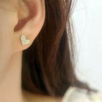 Love You Heart Crystal Stud Earrings, 925 Sterling Silver