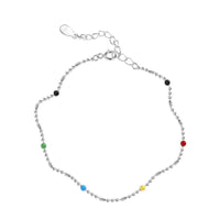 Rainbow Bead Bracelet in 925 Sterling Silver