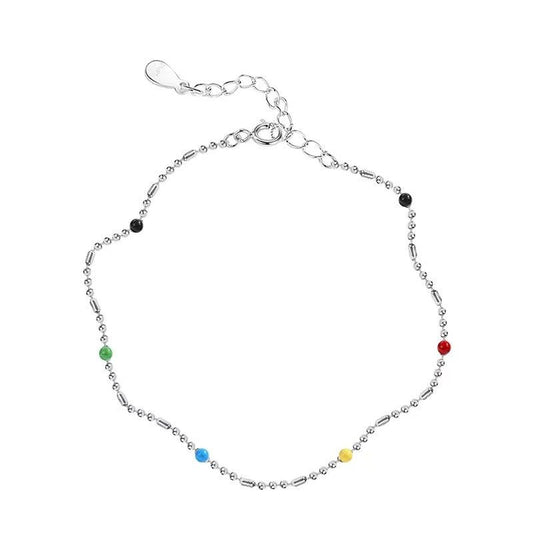 Rainbow Bead Bracelet in 925 Sterling Silver