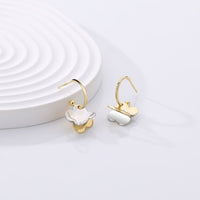 Four-Leaf Clover Lucky 925 Sterling Silver Hoop Earrings