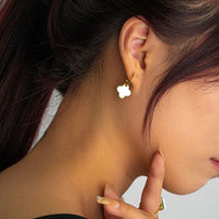 Four-Leaf Clover Lucky 925 Sterling Silver Hoop Earrings