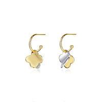 Four-Leaf Clover Lucky 925 Sterling Silver Hoop Earrings
