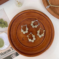 Four-Round Created Nephrite Hoop Earrings in 925 Sterling Silver