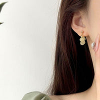 Four-Round Created Nephrite Hoop Earrings in 925 Sterling Silver