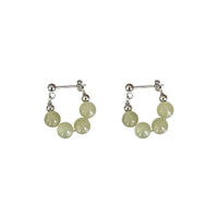 Four-Round Created Nephrite Hoop Earrings in 925 Sterling Silver