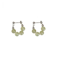 Four-Round Created Nephrite Hoop Earrings in 925 Sterling Silver