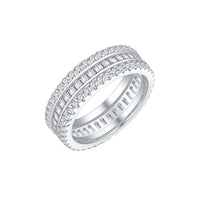 Triple-Layer Crystal Adjustable Ring in 925 Sterling Silver