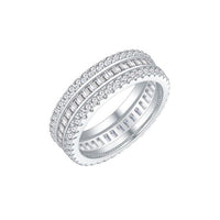 Triple-Layer Crystal Adjustable Ring in 925 Sterling Silver