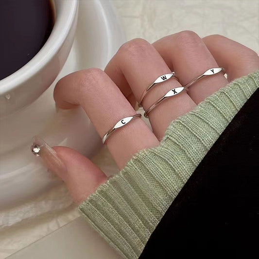 A-Z Adjustable Letter Ring in 925 Sterling Silver