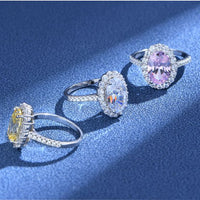 Oval Created High Carbon Diamond Ring, 5.6 Carat 925 Sterling Silver