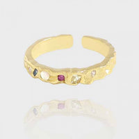 Irregular Colorful Crystal Sterling Silver Adjustable Ring
