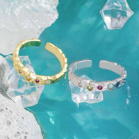 Irregular Colorful Crystal Sterling Silver Adjustable Ring