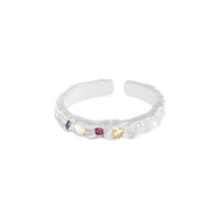 Irregular Colorful Crystal Sterling Silver Adjustable Ring