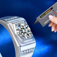 Men's Rectangle Moissanite Crystal 925 Sterling Silver Ring