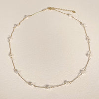 Minimalist Freshwater Pearl Geometric Necklace, 925 Sterling Silver