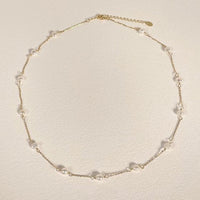 Minimalist Freshwater Pearl Geometric Necklace, 925 Sterling Silver