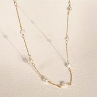 Minimalist Freshwater Pearl Geometric Necklace, 925 Sterling Silver