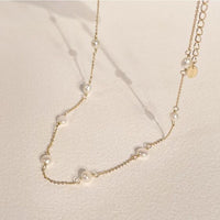 Minimalist Freshwater Pearl Geometric Necklace, 925 Sterling Silver