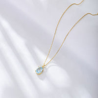Oval Natural Blue Topaz Necklace in 925 Sterling Silver