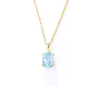 Oval Natural Blue Topaz Necklace in 925 Sterling Silver