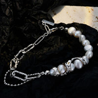 Natural Baroque Pearl 925 Sterling Silver Curb Bracelet