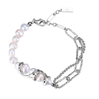Natural Baroque Pearl 925 Sterling Silver Curb Bracelet