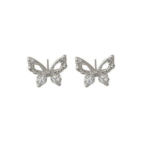 Hollow Flying Butterfly Sterling Silver Stud Earrings