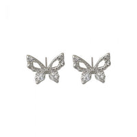 Hollow Flying Butterfly Sterling Silver Stud Earrings