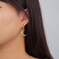 Asymmetrical Crescent Moon and Star 925 Sterling Silver Earrings