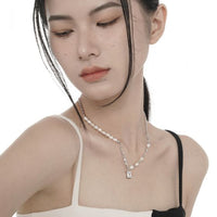 Baroque Pearl Montage Necklace in 925 Sterling Silver