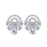 Semicircle Bow-Knot Crystal 925 Sterling Silver Stud Earrings