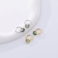 Abalone and Created Turquoise Crescent Hoop Earrings