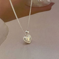 Heart Beads Curb Chain 925 Sterling Silver Necklace