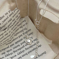 Heart Beads Curb Chain 925 Sterling Silver Necklace