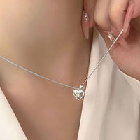Heart Beads Curb Chain 925 Sterling Silver Necklace