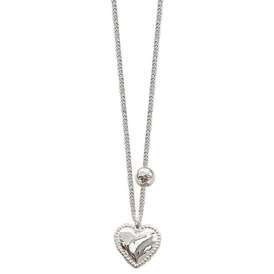 Heart Beads Curb Chain 925 Sterling Silver Necklace