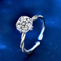 Twisted Geometry Moissanite Adjustable Sterling Silver Ring