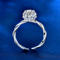 Twisted Geometry Moissanite Adjustable Sterling Silver Ring