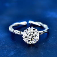 Twisted Geometry Moissanite Adjustable Sterling Silver Ring