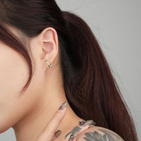 Asymmetrical Crescent Moon and Star Stud Earrings