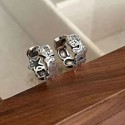 Vintage Gingerbread Hoop Earrings in 925 Sterling Silver