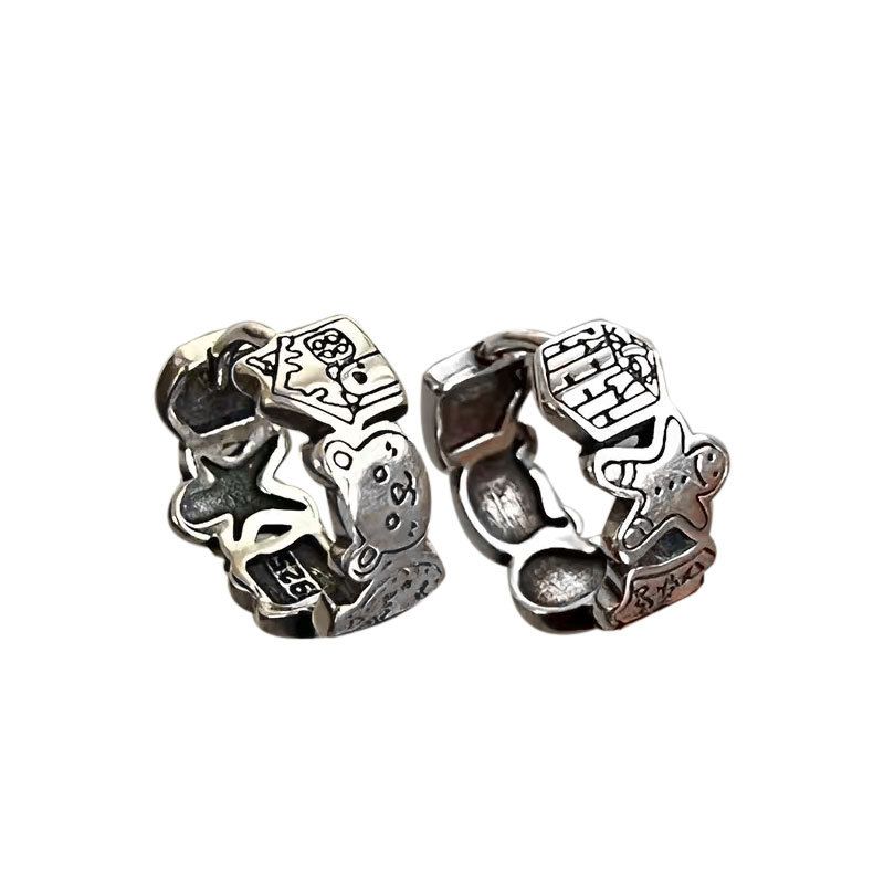 Vintage Gingerbread Hoop Earrings in 925 Sterling Silver