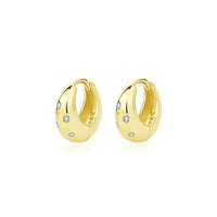Doughnut Crystal Hoop Earrings, 18K Yellow Gold Plated Sterling Silver